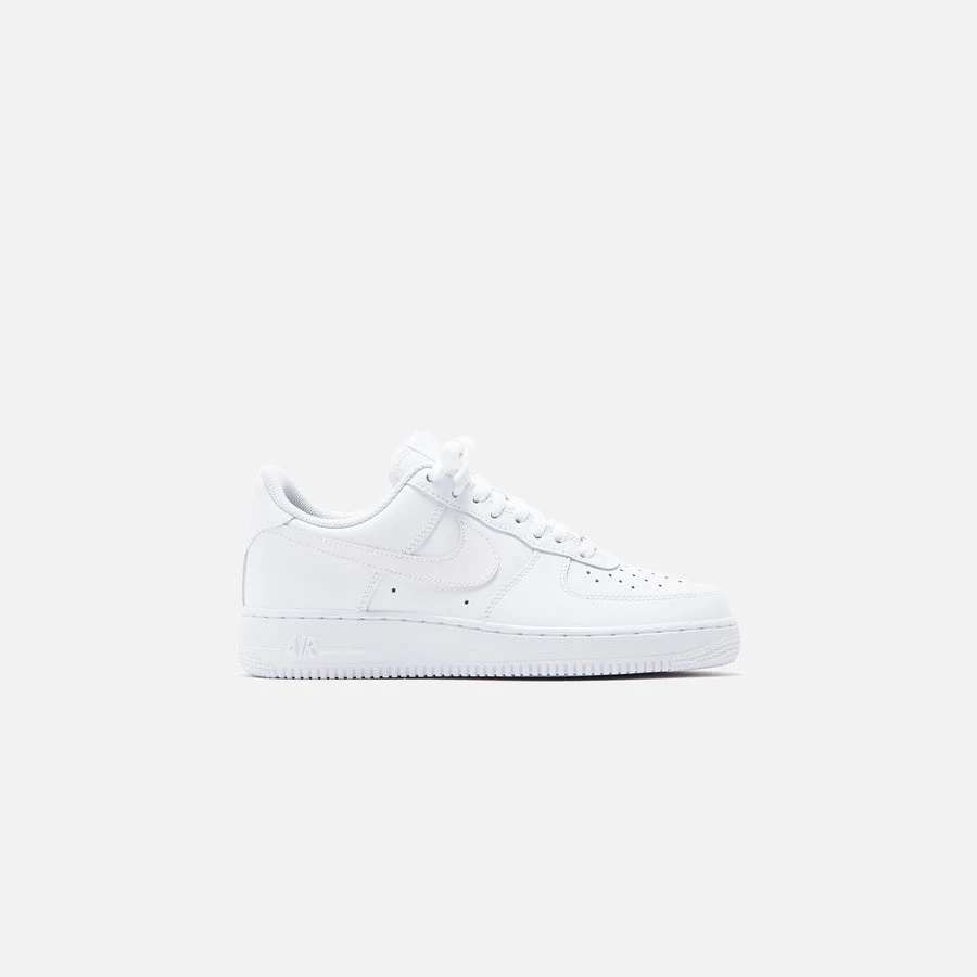 White Nike Air Force 1 low-top sneaker, side profile